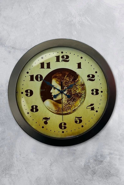 Platin Saat Hediyelik 36 Cm Siyah Metal Eski Duvar Saati