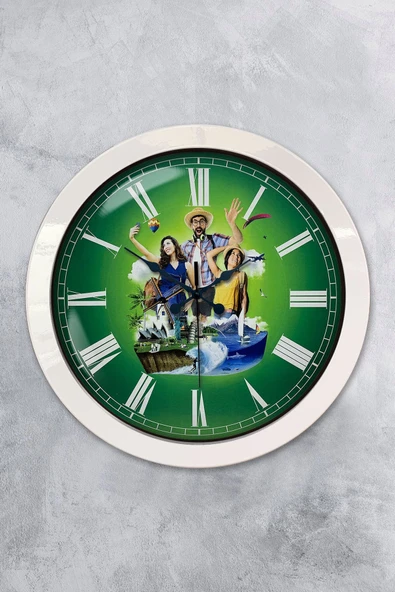 Platin Saat Hediyelik 36 Cm Beyaz Metal Tatil Duvar Saati - 1