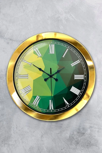 Platin Saat Hediyelik 36 Cm Gold Metal Modern Duvar Saati - 1