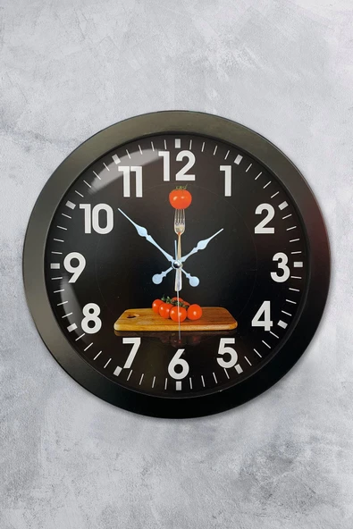 Platin Saat Hediyelik 36 Cm Siyah Metal Mutfak Duvar Saati