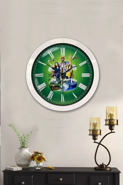Platin Saat Hediyelik 36 Cm Beyaz Metal Tatil Duvar Saati - 2