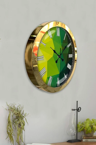 Platin Saat Hediyelik 36 Cm Gold Metal Modern Duvar Saati - 4