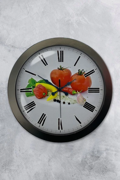 Platin Saat Hediyelik 36 Cm Siyah Metal Mutfak Duvar Saati