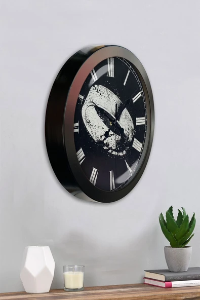 Platin Saat Hediyelik 36 Cm Siyah Metal Yüzük Duvar Saati - 4