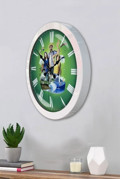 Platin Saat Hediyelik 36 Cm Beyaz Metal Tatil Duvar Saati - 3
