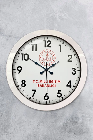 Platin Saat 36 Cm Beyaz Metal Milli Eğitim Duvar Saati