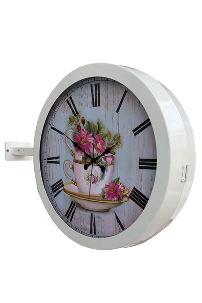 Platin Saat 36 Cm Beyaz Metal Mutfak Istasyon Duvar Saati