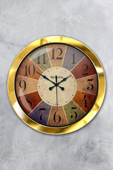 Platin Saat Hediyelik 36 Cm Gold Metal Westclox Duvar Saati