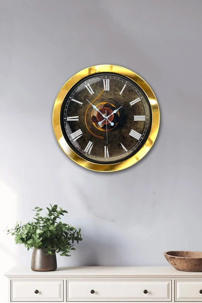 Platin Saat Hediyelik 36 Cm Gold Metal Mutfak Duvar Saati - 2