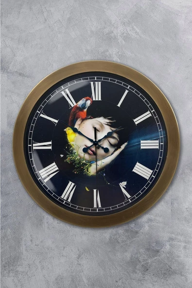 Platin Saat Hediyelik 36 Cm Eskitme Metal Uyku Duvar Saati