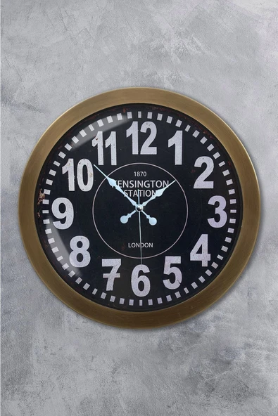 Platin Saat 36 Cm Eskitme Metal Kensington Duvar Saati