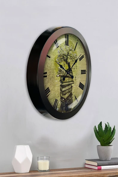 Platin Saat Hediyelik 36 Cm Siyah Metal Kitap Duvar Saati - 4