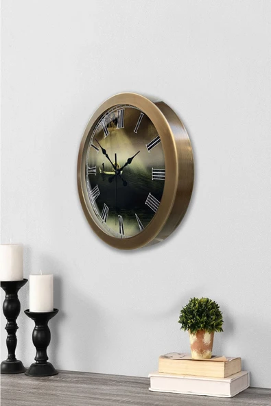 Platin Saat 36 Cm Eskitme Metal Huzur Duvar Saati - 3