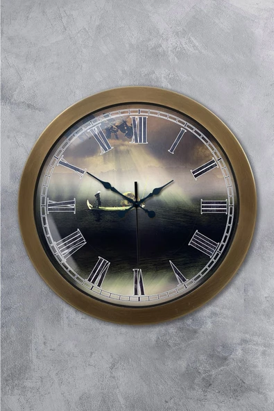 Platin Saat 36 Cm Eskitme Metal Huzur Duvar Saati