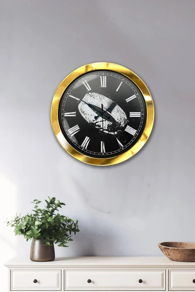 Platin Saat Hediyelik 36 Cm Gold Metal Yüzük Duvar Saati - 2