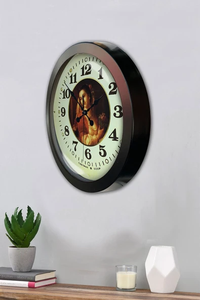 Platin Saat 36 Cm Siyah Metal Tablo Kadın Duvar Saati - 3