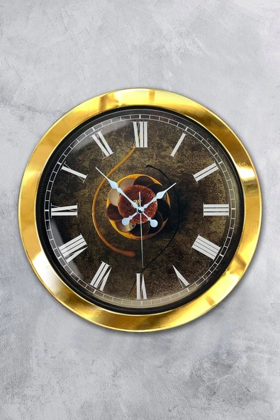 Platin Saat Hediyelik 36 Cm Gold Metal Mutfak Duvar Saati - 1