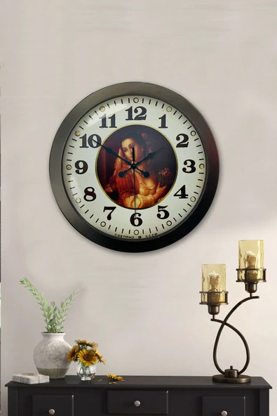 Platin Saat 36 Cm Siyah Metal Tablo Kadın Duvar Saati - 2