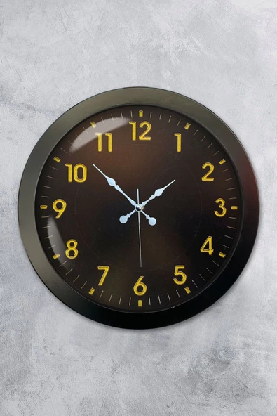 Platin Saat Hediyelik 36 Cm Siyah Metal Ofis Duvar Saati