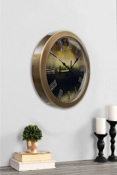 Platin Saat 36 Cm Eskitme Metal Huzur Duvar Saati - 2
