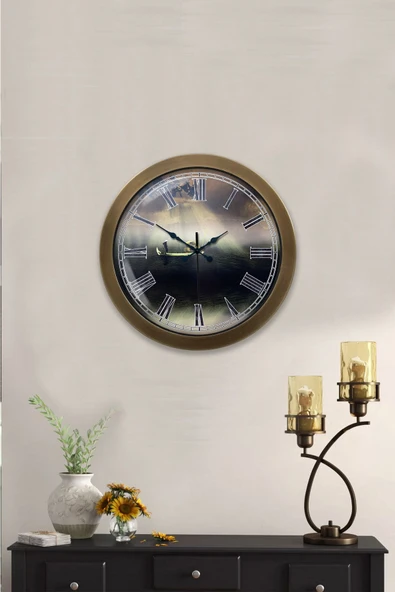 Platin Saat 36 Cm Eskitme Metal Huzur Duvar Saati - 4