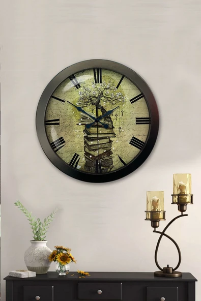Platin Saat Hediyelik 36 Cm Siyah Metal Kitap Duvar Saati - 2