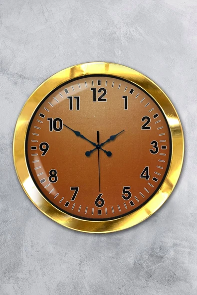 Platin Saat Hediyelik 36 Cm Gold Metal Turuncu Duvar Saati