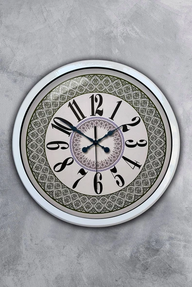 Platin Saat Hediyelik 40 Cm Beyaz Metal Modern Duvar Saati