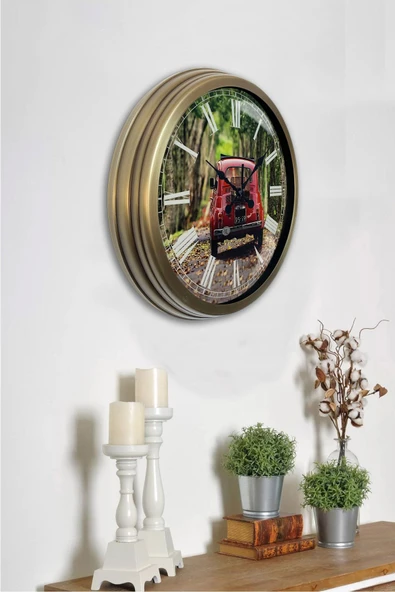 Platin Saat 40 Cm Eskitme Metal Fiat 500 Duvar Saati - 2