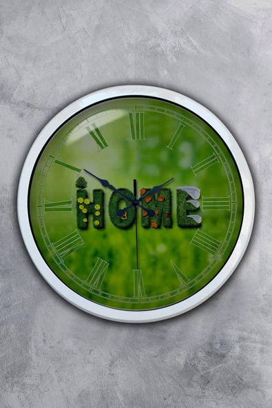 Platin Saat Hediyelik 40 Cm Beyaz Metal Home Duvar Saati
