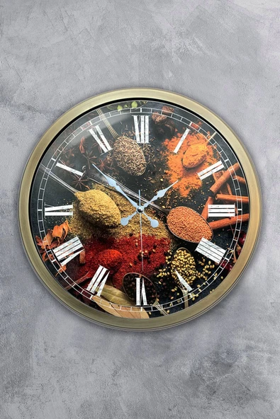 Platin Saat Hediyelik 40 Cm Eskitme Metal Kitchen Duvar Saati