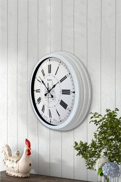Platin Saat Hediyelik 40 Cm Beyaz Metal Istanbul Duvar Saati - 3