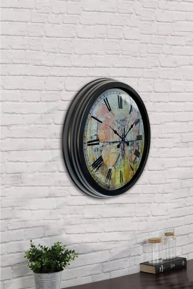 Platin Saat Hediyelik 40 Cm Siyah Metal Tasarım Duvar Saati - 4