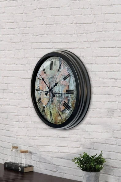 Platin Saat Hediyelik 40 Cm Siyah Metal Tasarım Duvar Saati - 3