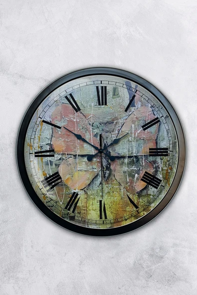 Platin Saat Hediyelik 40 Cm Siyah Metal Tasarım Duvar Saati - 1