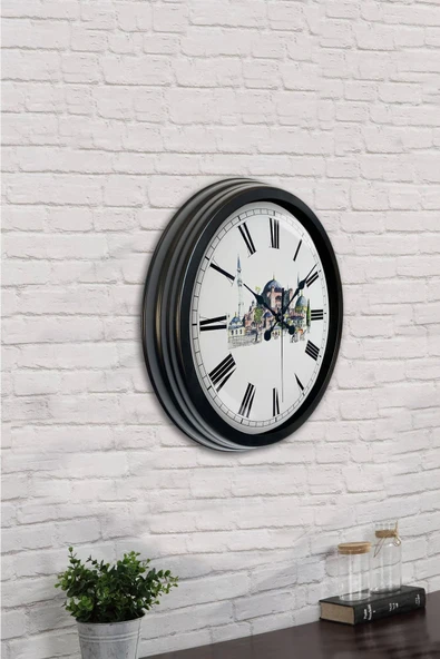 Platin Saat 40 Cm Siyah Metal Ayasofya Temalı Duvar Saati - 2
