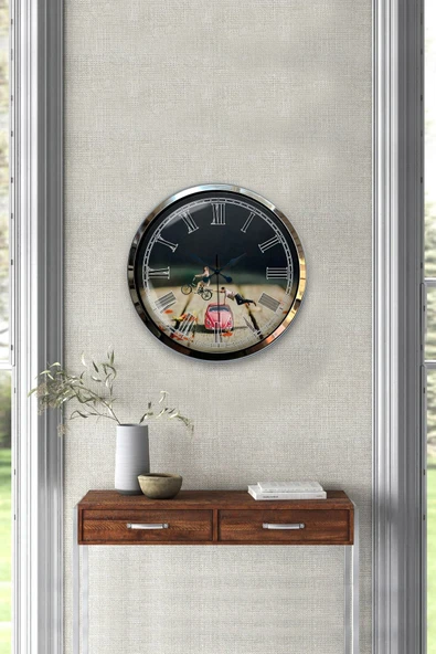 Platin Saat Hediyelik 40 Cm Krom Metal Tosbağa Duvar Saati - 2
