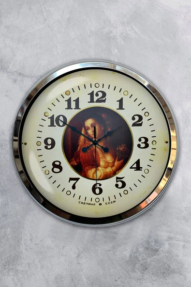 Platin Saat 40 Cm Krom Metal Tablo Kadın Duvar Saati - 1