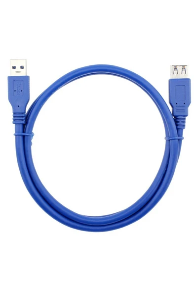 USB 3.0 Erkek Dişi Uzatma Kablosu 1 Metre Hızlı Veri Aktarımı Mavi Renk