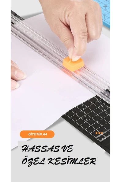 A4 Kağıt Kesici Kağıt Kesme Makinası Sürgülü Giyotin Hassas Makaslı Kesim Aracı Şeffaf Cetvelli - 2