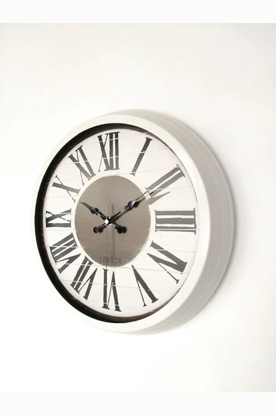 Platin Saat Hediyelik Dekoratif Hediyelik 40 Cm Metal Beyaz Royal Duvar Saati - 2