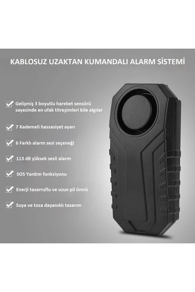 Kablosuz Uzaktan Kumandalı Alarm Suya Dayanıklı Bisiklet Motosiklet Araç Kapı Pencere Alarm Cihazı - 6