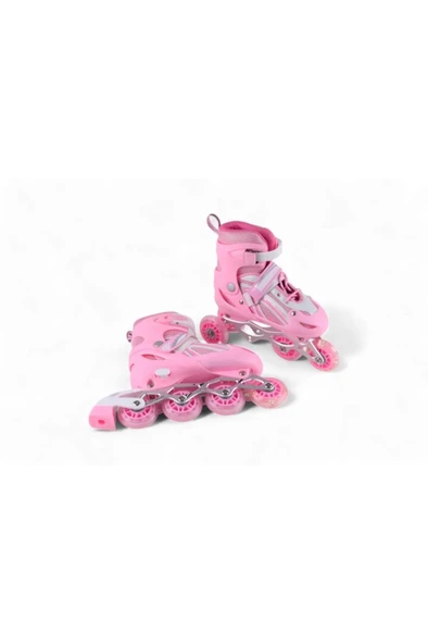 Pembe Silikon Tekerli Ayarlanabilir Işıklı Paten L 39-42 HP8136 - 3