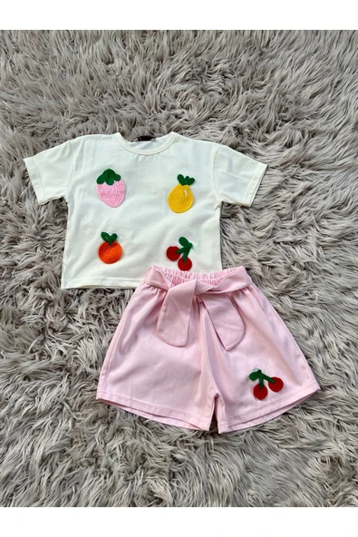 CYBER Kız çocuk meyve detaylı alt üst takım