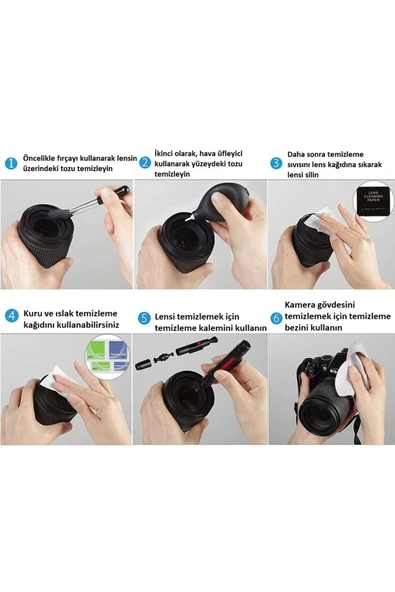 9-in-1 Lens Temizleme Kiti – Hava Üfleyici, Lenspen, Mikro-Fiber Bez, Sprey - 5