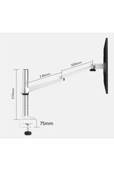 Çift Kollu Monitör ve Laptop Standı Ayarlanabilir Alüminyum Kol Masa Üstü Monitör ve Laptop Tutucu - 6
