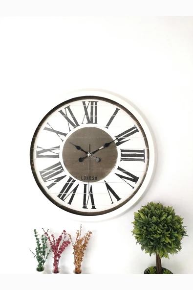 Platin Saat Hediyelik Dekoratif Hediyelik 40 Cm Metal Beyaz Royal Duvar Saati - 3