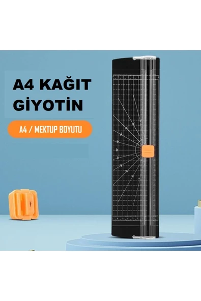 A4 Kağıt Kesici Kağıt Kesme Makinası Sürgülü Giyotin Hassas Makaslı Kesim Aracı Şeffaf Cetvelli - 5