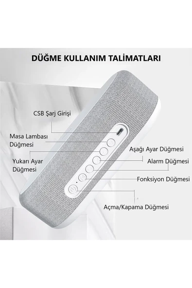 4'ü 1 Arada Kablosuz Hızlı Şarjlı Saatli Alarm Işıklı Masa Üstü LED Ekran 3 Kademeli Parlaklık - 3