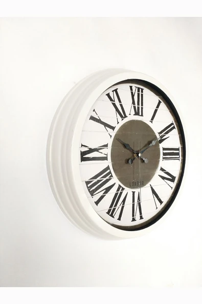 Platin Saat Hediyelik Dekoratif Hediyelik 40 Cm Metal Beyaz Royal Duvar Saati - 1